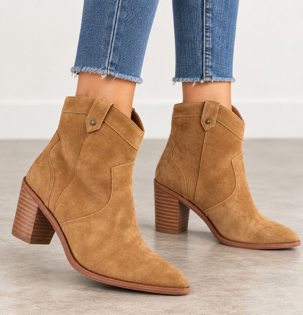 NEW 7 For All Mankind Festival Cognac Suede Western Ankle Boots Women 10 EU 41